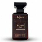 Perfume bottle labeled 'Nectar of Oud' by Noir on a white background
