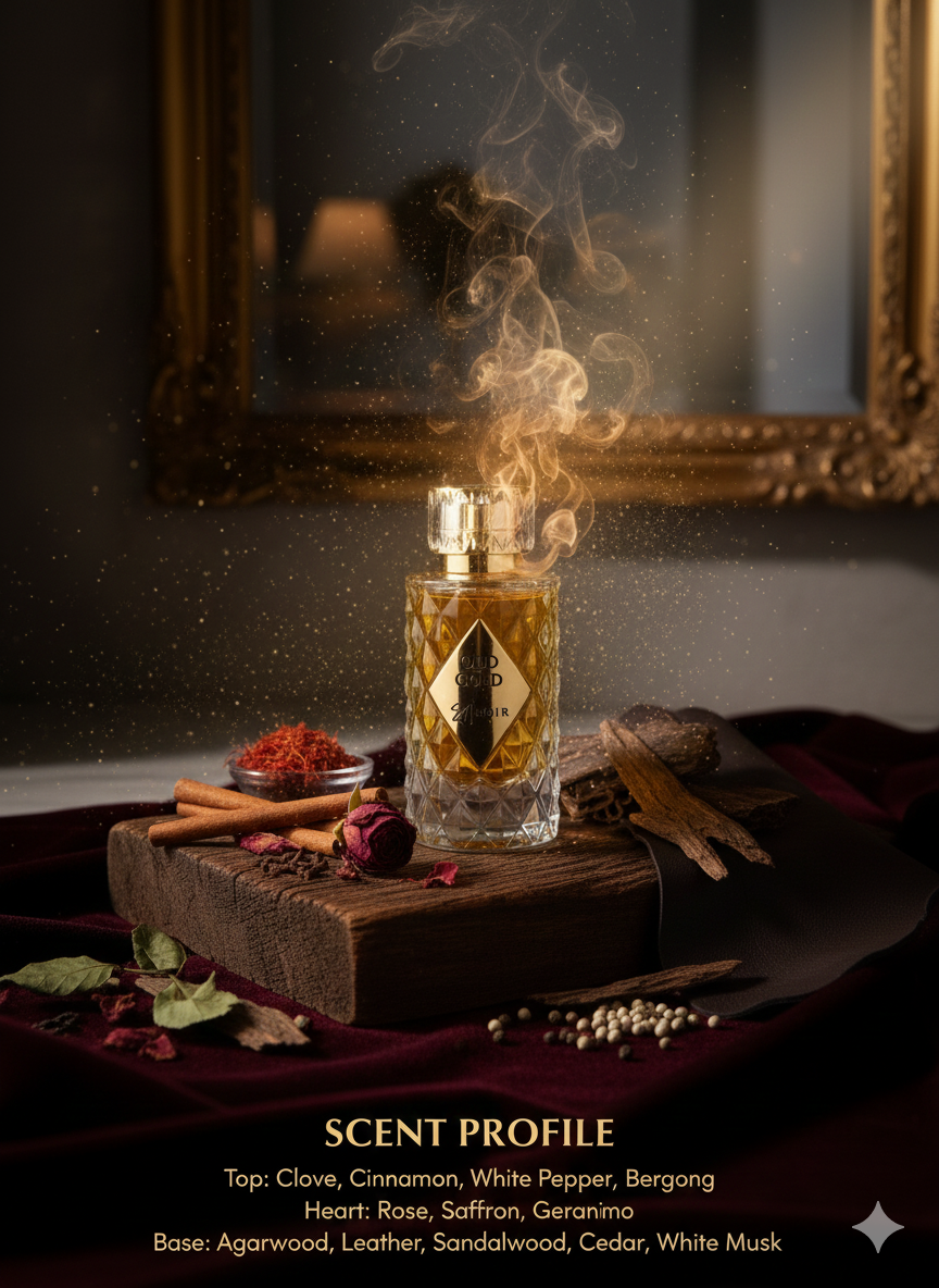 Oud Gold Eau de Parfum – Rich Oud, Saffron & Leather, Intense Long-Lasting Fragrance, 60ml